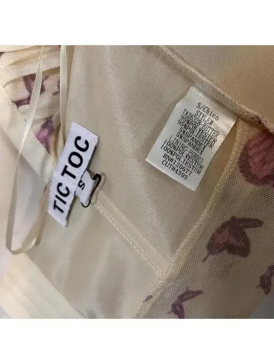 Tic Toc Butterfly Floral Spring Sheer Bustier Corset Crop Top Women's Small - Picture 4 of 4